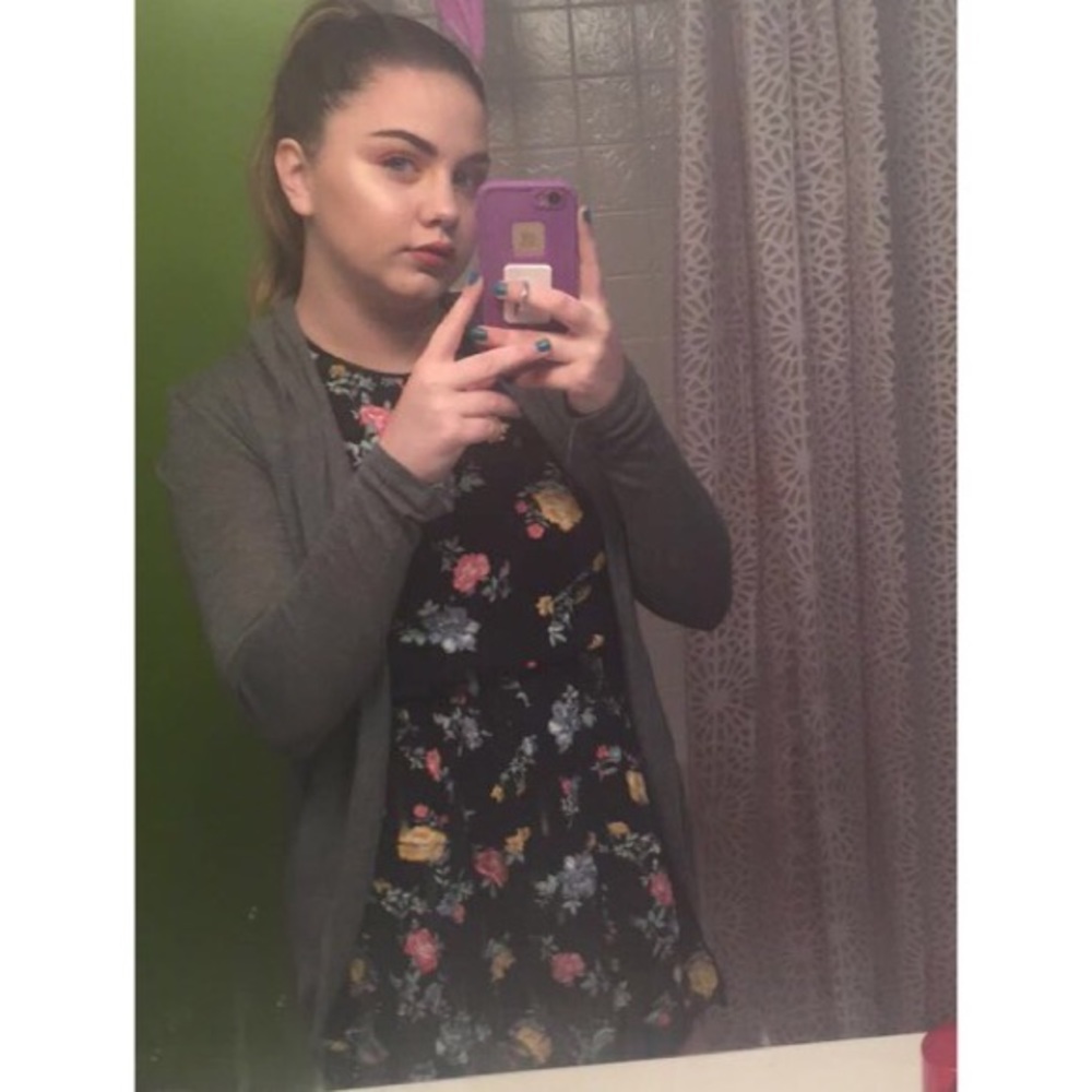 High Neck Black Floral Dress - Picture 3 of 3
